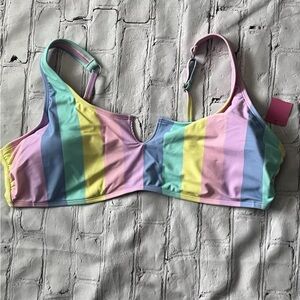 Ninety Nine Rainbow bikini Top 2x NWT